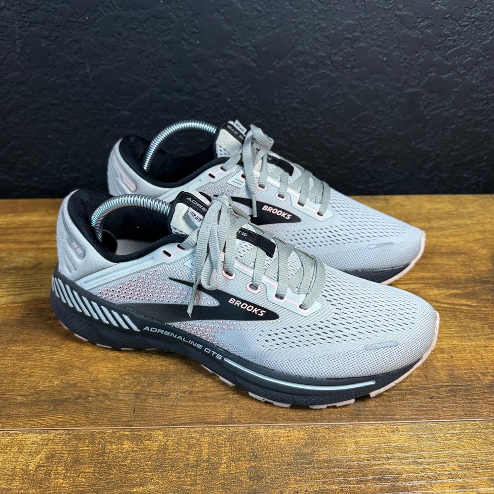Brooks Adrenaline GTS 22 1203531B035 Grey Pink Mesh Running Shoes Womens 10